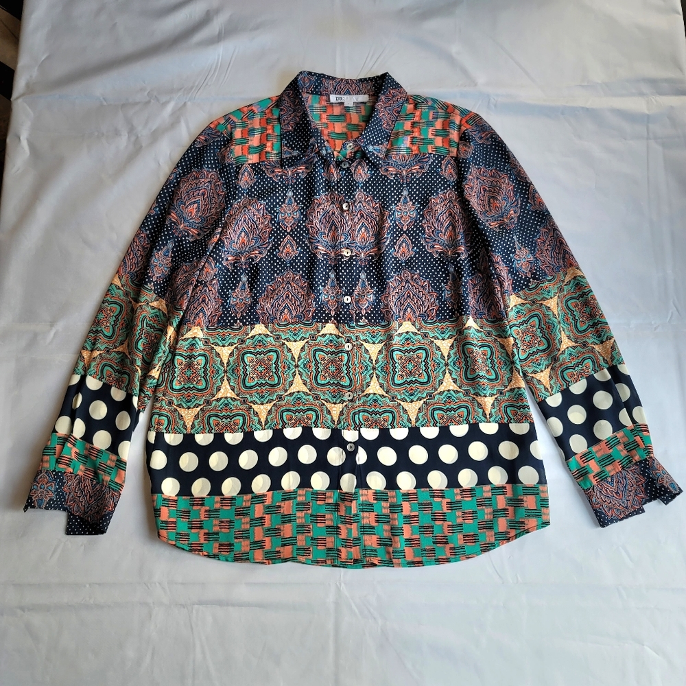 DR2 Multi-print button-up shirt - size S